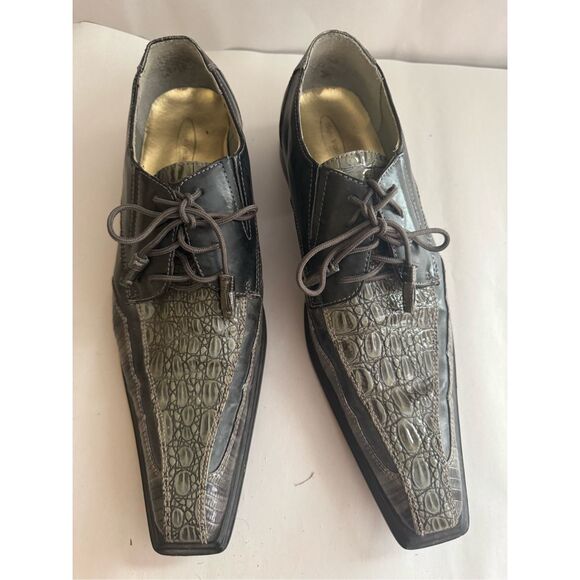 Hugo Vitelli Gray Croc Dress Shoes | Men’s 11 - Picture 1 of 9